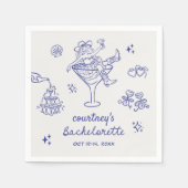 Hand Drawn Cowgirl Bachelorette Weekend Serviette (Vorderseite)