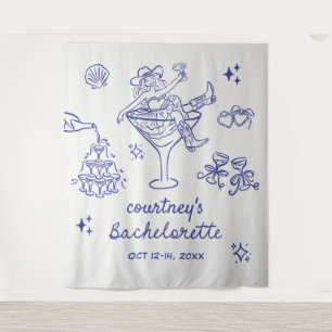 Hand Drawn Cowgirl Bachelorette Weekend Wandteppich