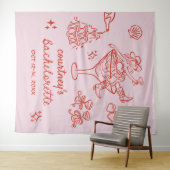 Hand Drawn Cowgirl Bachelorette Weekend Wandteppich (Beispiel (Horizontal))