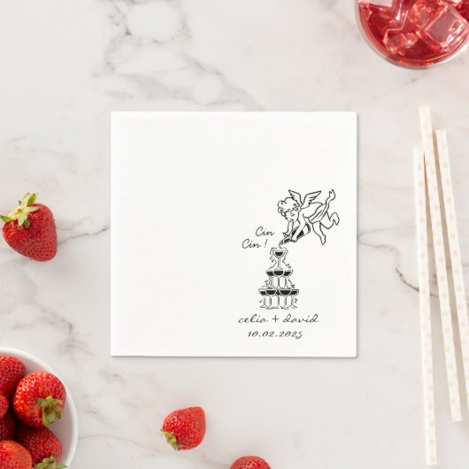 Hand Drawn Cupid Icon Cocktail Wedding Serviette (Beispiel)