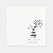 Hand Drawn Cupid Icon Cocktail Wedding Serviette (Vorderseite)