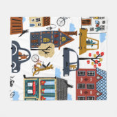 Hand drawn cute cartoon seamless pattern illustrat fleecedecke (Vorderseite (Horizontal))