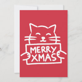 Hand Drawn Cute Cat Merry Xmas Feiertagskarte