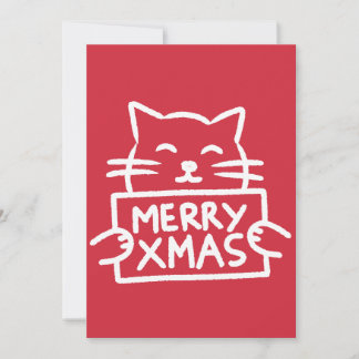 Hand Drawn Cute Cat Merry Xmas Feiertagskarte