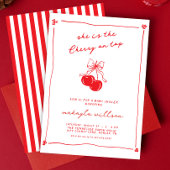 Hand Drawn Cute Cherry On Top Red Baby Shower  Einladung