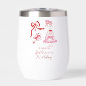 Hand Drawn Cute Pink Red Birthday Doodles Party (Vorderseite)