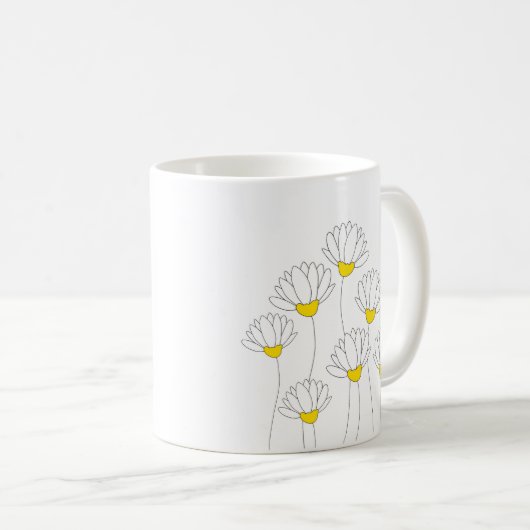 Hand Drawn Daisy Stems Kaffeetasse (VorderseiteRechts)