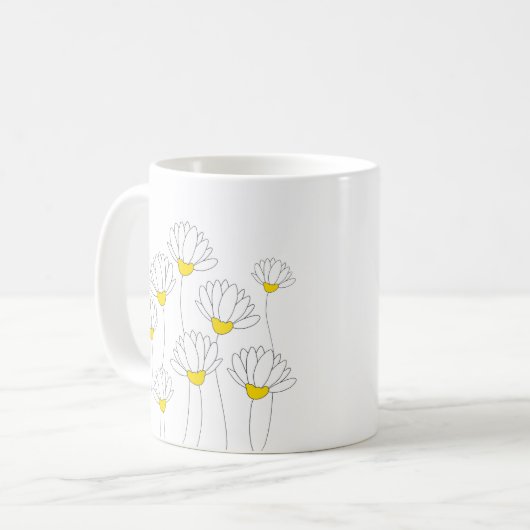 Hand Drawn Daisy Stems Kaffeetasse (Vorderseite Links)