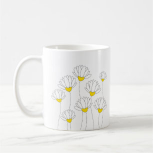 Hand Drawn Daisy Stems Kaffeetasse