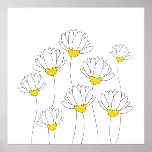 Hand Drawn Daisy Stems Poster (Vorne)