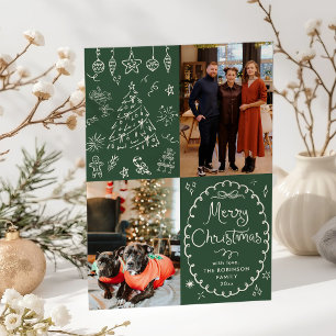 Hand Drawn Dark Green Frohe Weihnachten 2 Foto