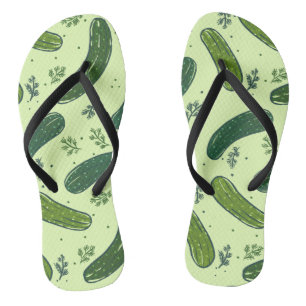 Hand Drawn Dill Pickle Muster Badesandalen