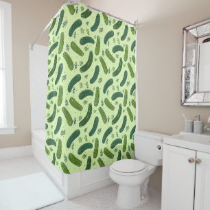 Hand Drawn Dill Pickle Muster Duschvorhang