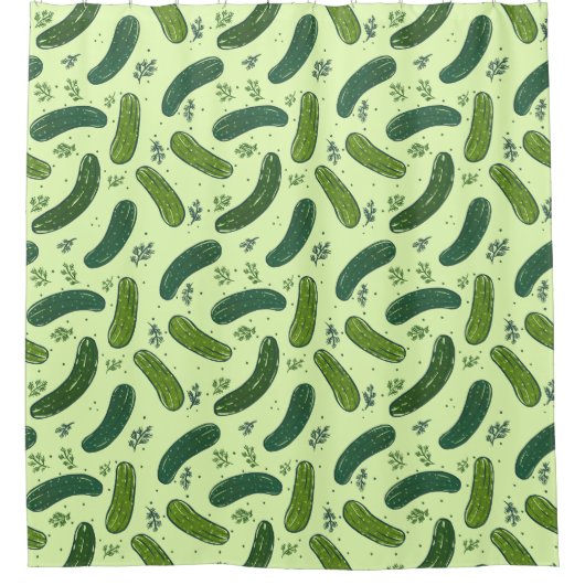 Hand Drawn Dill Pickle Muster Duschvorhang (Vorderseite)