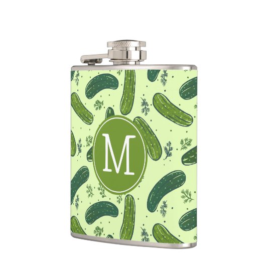 Hand Drawn Dill Pickle Muster Flachmann (Links)