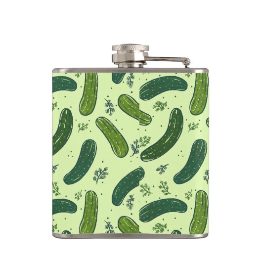 Hand Drawn Dill Pickle Muster Flachmann (Rückseite)