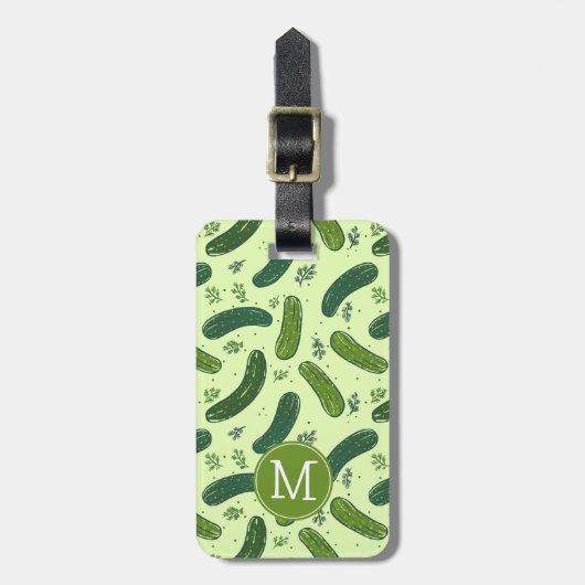 Hand Drawn Dill Pickle Muster Gepäckanhänger (Vorderseite vertikal)