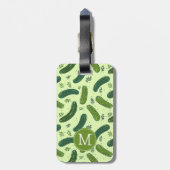 Hand Drawn Dill Pickle Muster Gepäckanhänger (Rückseite vertikal)