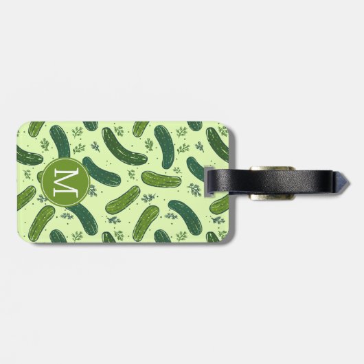 Hand Drawn Dill Pickle Muster Gepäckanhänger (Rückseite horizontal)