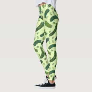 Hand Drawn Dill Pickle Muster Leggings