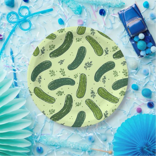 Hand Drawn Dill Pickle Muster Pappteller (Party)