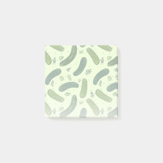 Hand Drawn Dill Pickle Muster Post-it Klebezettel (Vorderseite)