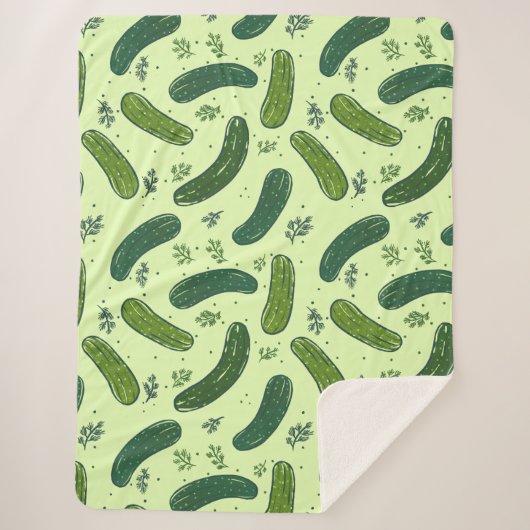 Hand Drawn Dill Pickle Muster Sherpadecke (Vorderseite)