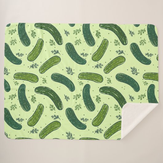 Hand Drawn Dill Pickle Muster Sherpadecke (Vorderseite (Horizontal))