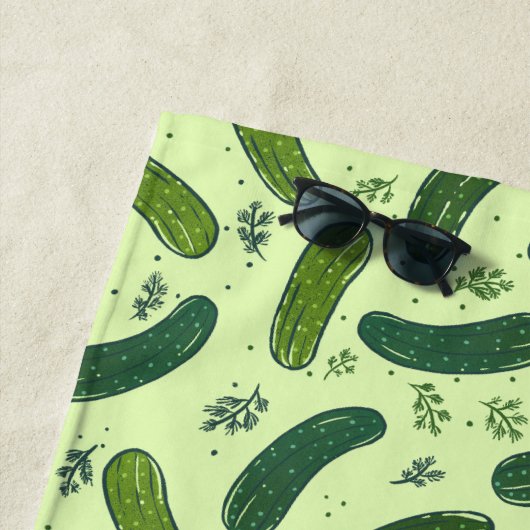Hand Drawn Dill Pickle Muster Strandtuch (Beispiel)