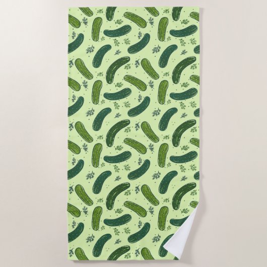 Hand Drawn Dill Pickle Muster Strandtuch (Vorderseite)