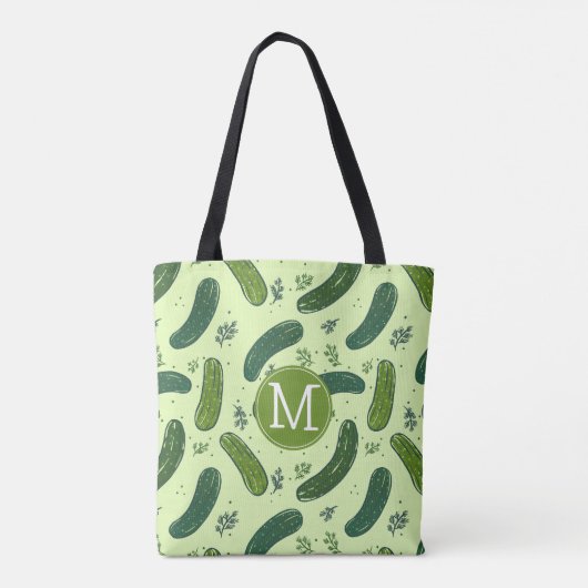 Hand Drawn Dill Pickle Muster Tasche (Rückseite)