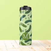 Hand Drawn Dill Pickle Muster Thermosbecher