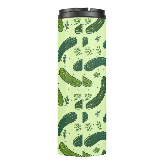 Hand Drawn Dill Pickle Muster Thermosbecher (Rückseite)