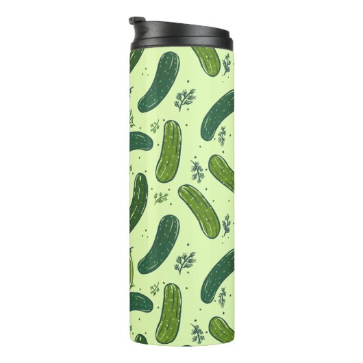 Hand Drawn Dill Pickle Muster Thermosbecher (Nach rechts gedreht)