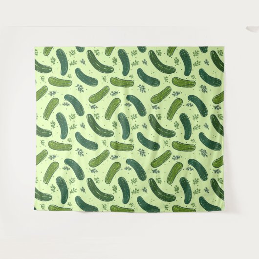 Hand Drawn Dill Pickle Muster Wandteppich (Vorderseite (Horizontal))