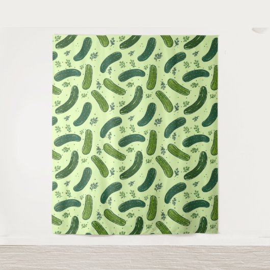 Hand Drawn Dill Pickle Muster Wandteppich (Vorderseite)