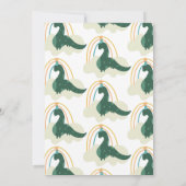 Hand Drawn Dinosaur Rainbow Birthday Party Green Einladung (Rückseite)
