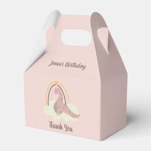 Hand Drawn Dinosaur Rainbow Birthday Party Pink F Geschenkschachtel (Vorderseite)