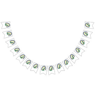 Hand Drawn Dinosaurier mit Rainbow Birthday Party Wimpelkette