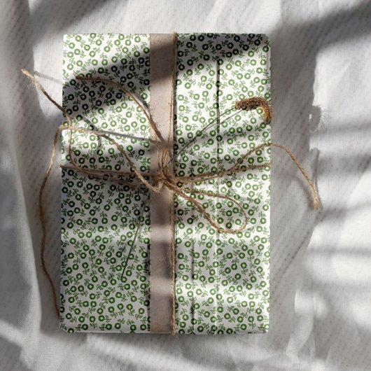  Hand-drawn ditsy Sage Green Daisies – Mini Floral Geschenkpapier Set