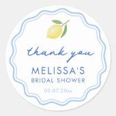 Hand-drawn Dolce Vita Lemon Bridal Shower Favor Runder Aufkleber (Vorderseite)