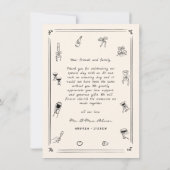 Hand Drawn Doodle Altes Geld Hochzeit Foto Dankeskarte (Rückseite)