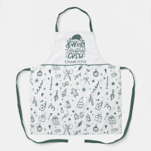 Hand Drawn Doodle Backen Weihnachtsfeiertage Crew Schürze