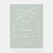 Hand Drawn Doodle Bow Sage Green Wedding Willkomme Acrylschild (Vorderseite)