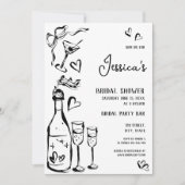 Hand Drawn Doodle Brautparty Französischer Bow Einladung (Vorderseite)