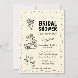 Hand Drawn Doodle Bridal Shower Yellow Einladung