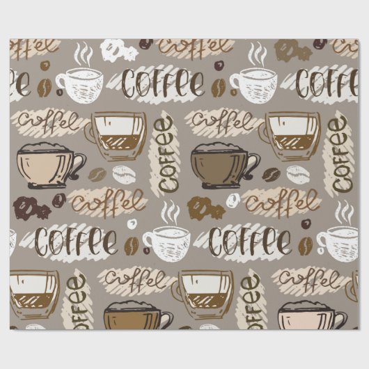 Hand drawn doodle coffee pattern background geschenkpapier (Flach)
