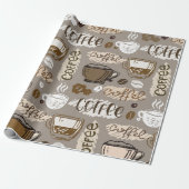 Hand drawn doodle coffee pattern background geschenkpapier (Ungerollt)