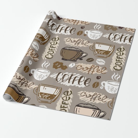 Hand drawn doodle coffee pattern background geschenkpapier (Ungerollt)