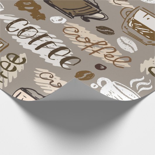 Hand drawn doodle coffee pattern background geschenkpapier (Ecke)